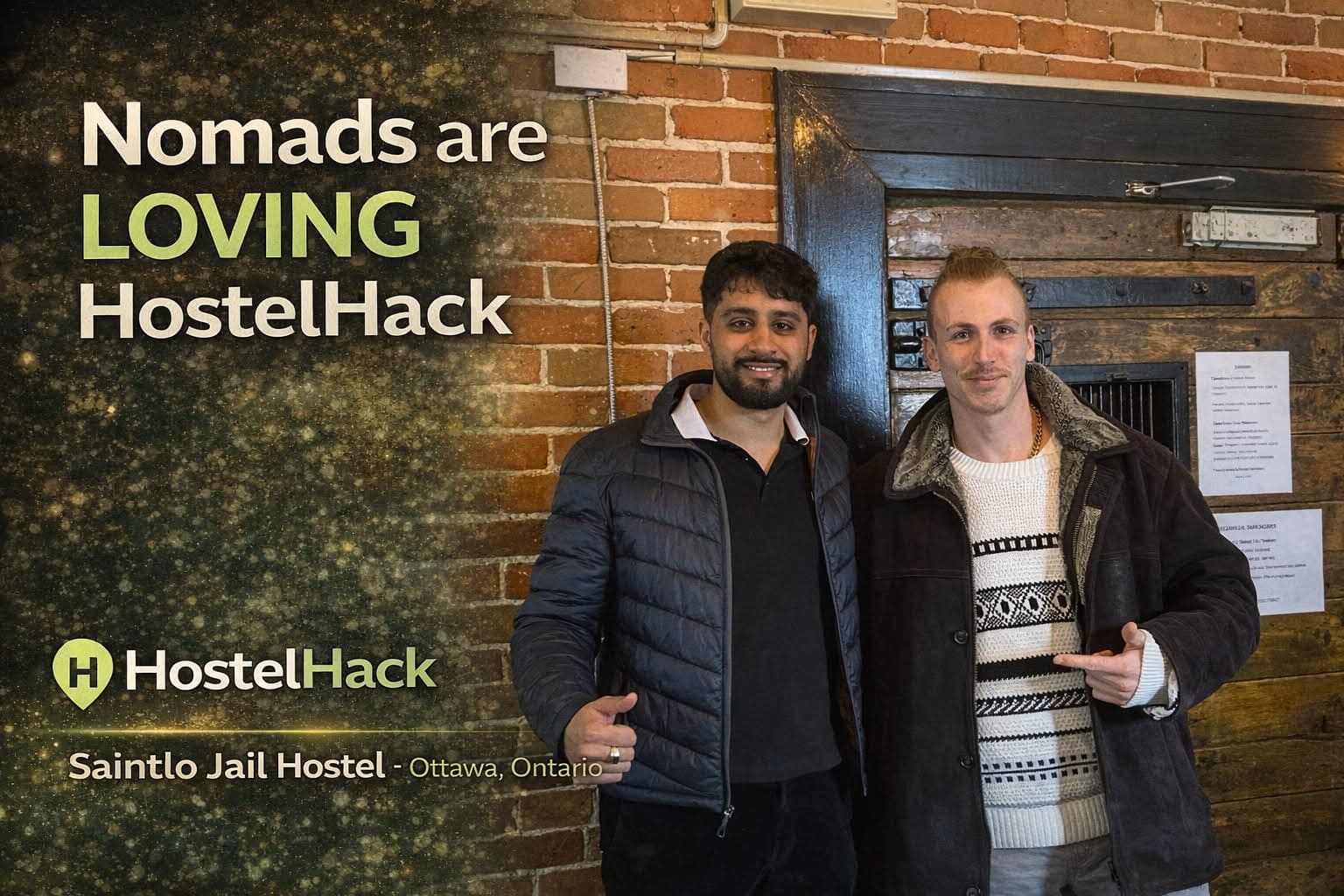 Jaryd (right), founder of HostelHack, with a nomad met during a stay exchange at a hostel